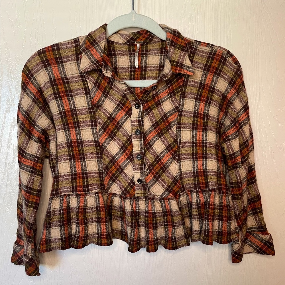 FREE PEOPLE | Free People Cropped Flannel Top | Women’s Size XS
